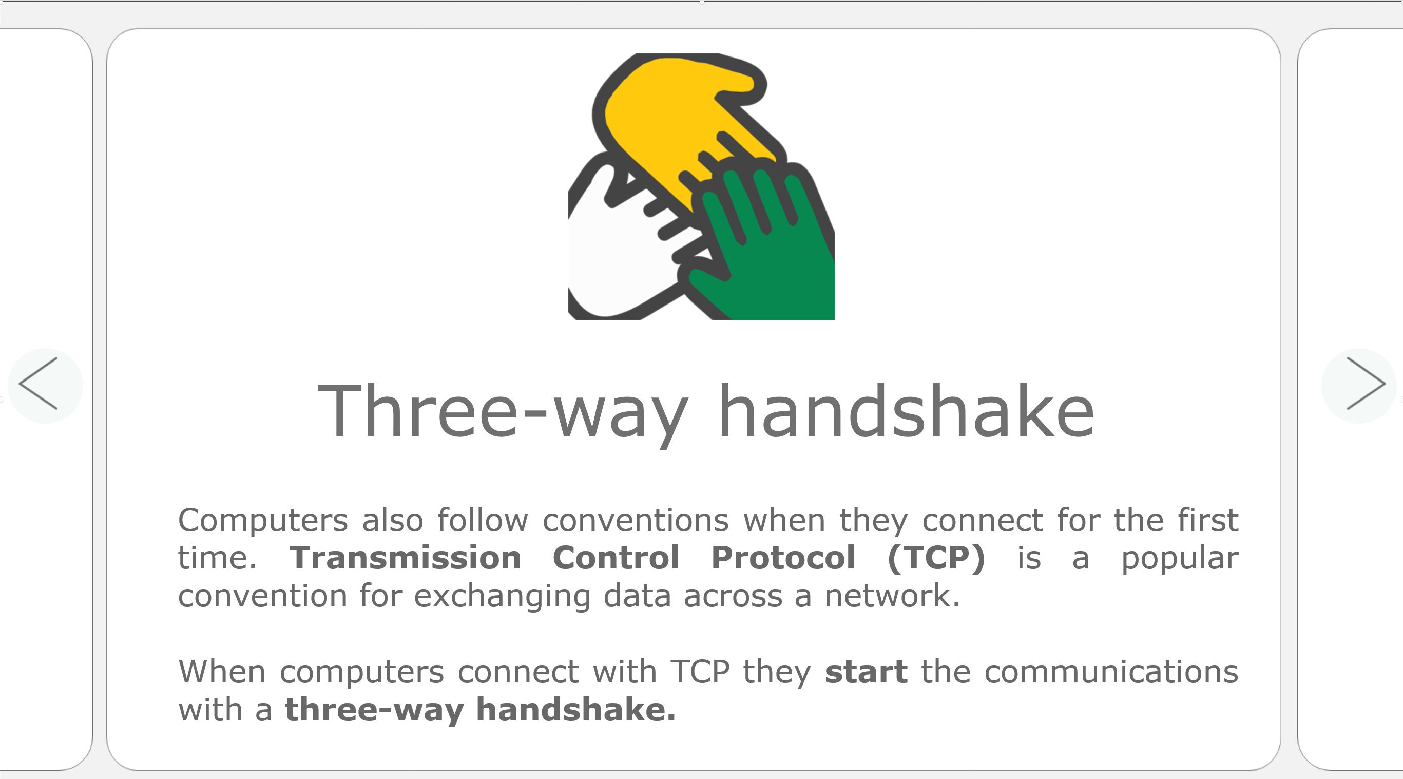 Screenshot from 3 Way Handshake learning activity